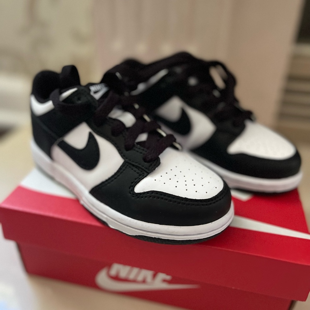 New Nike Dunk Low Kids Black and White Sneakers